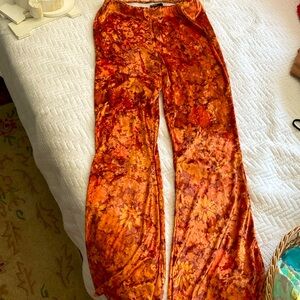 ASOS• US 10• Orange Velour Flower Patterned High Waisted Palazzo Pant🧡